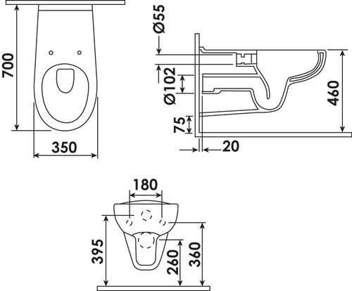 Cuvette WC suspendu PMR Conforma adapté pour chaise roulante - Vitra -  Blanc - 70cm