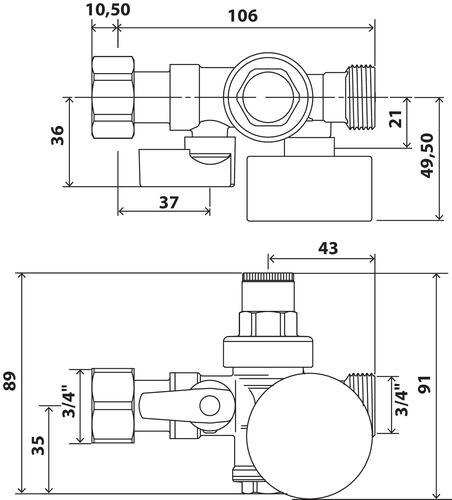 Réducteur de pression à piston Mâle-Ecrou tournant 20/27 - PN10
