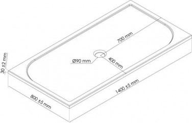 Receveur de douche extra-plat en béton de synthèse 80x140cm - ELMER