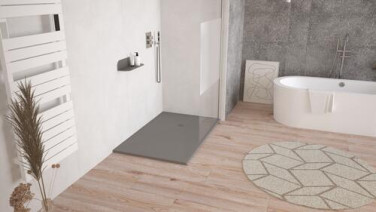 Receveur de douche résine de synthèse RECEA gris anthracite 80x100 - ELMER