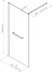 Paroi de douche fixe profilé noir VERSUS 90cm - ELMER