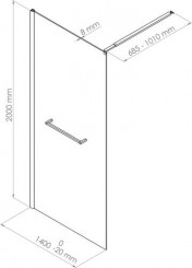 Paroi de douche fixe profilé noir VERSUS 140cm - ELMER