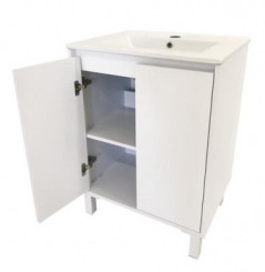 Meuble ODESSA sur pieds 2 portes 60cm blanc miroir suspendu - BATHROOM THERAPY