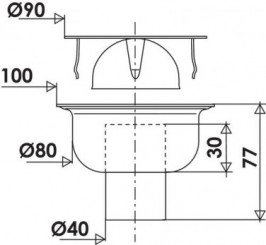 Siphon de sol inox carré 100mm ø40 - VALENTIN