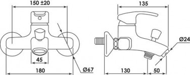 Mitigeur de bain-douche mural Access'O C2 - ROLF