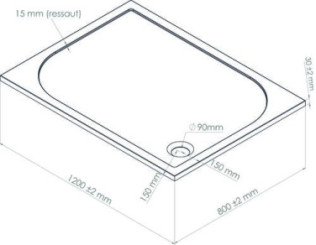 Receveur de douche extra-plat en béton de synthèse 80x120cm - ELMER