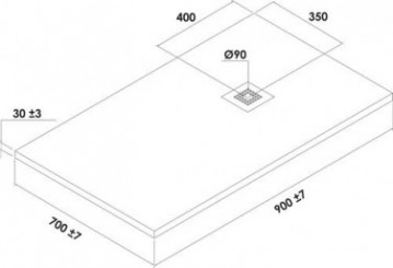 Receveur de douche résine de synthèse MINA gris anthracite 70x90 - ELMER