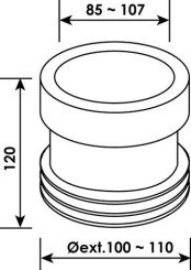 Sortie droite souple diamètre 100 à 110mm