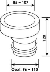 Sortie droite excentrée diamètre 100 à 110mm 