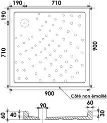 Receveur de douche céramique extra-plat 6 cm blanc 90x90cm