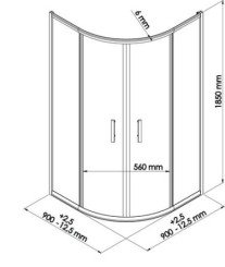 Paroi de douche quart de cercle ENLOK 90cm - ELMER