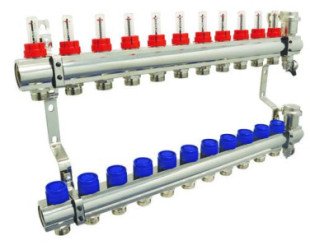 Collecteur PCBT 11 départs en laiton chromé - SOMATHERM