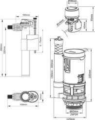 Mécanisme complet à double poussoir à câble avec robinet latéral - FIXOCONNECT