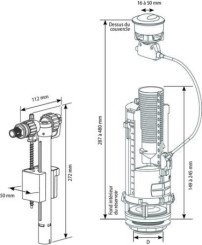 Mécanisme complet double poussoir OPTIMA 50 / 59L - SIAMP