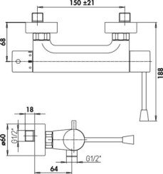 Thermostatique de douche à levier médical PMR - ROLF