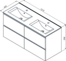 Meuble OSLO à suspendre 4 tiroirs 120cm bois avec vasque noire - BATHROOM THERAPY