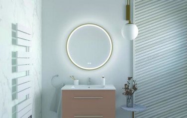 Miroir LED Alexandrie ø80 avec contour or - ELMER