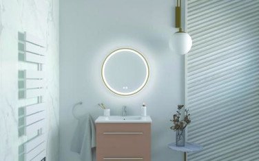 Miroir LED Alexandrie ø60 avec contour or - ELMER