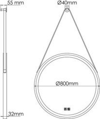 Miroir LED Kyoto ø80 avec lanière - ELMER