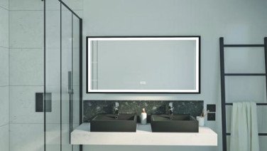 Miroir LED Seville 120X60cm contours aluminium noir - ELMER