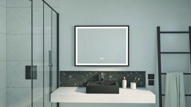 Miroir LED Seville 80X60cm contours aluminium noir - ELMER