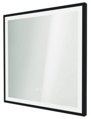 Miroir LED Seville 60X60cm contours aluminium noir - ELMER