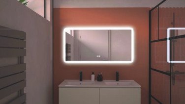 Miroir LED Athènes 120X60cm contours givrés - ELMER