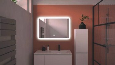 Miroir LED Athènes 90X60cm contours givrés - ELMER