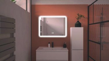 Miroir LED Athènes 80X60cm contours givrés - ELMER