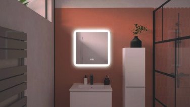 Miroir LED Athènes 60X60cm contours givrés - ELMER