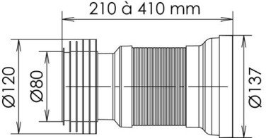 Pipe WC souple extensible ø100 410mm - ROLF