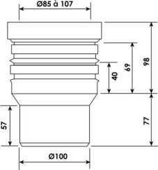 Manchette plastique avec joint à lèvre Ø105 à 85 mm