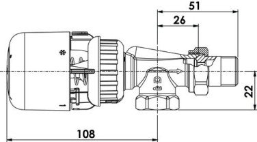 Corps de robinet thermostatique équerre inverséee ra-in 12/17 - DANFOSS