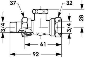 Té de réglage à vidange type rlv-s 20/27 - DANFOSS