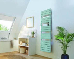 Radiateur sèche-serviettes électrique avec soufflerie Adelis vert d'eau 1500W - ATLANTIC