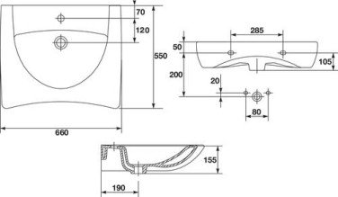 Lavabo suspendu PMR 66 x 55cm