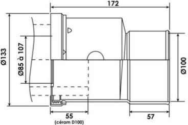 Pipe WC droite excentrée ø100