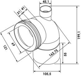 Pipe WC courte avec prise à emboîtement ø100