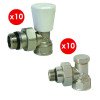Pack 10 robinets de radiateur manuels eq15/21 avec 10 coudes de réglage universels